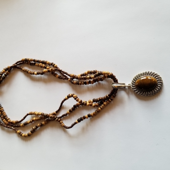 Relisted - Avon tiger eye necklace brown tan beaded - Picture 11 of 12